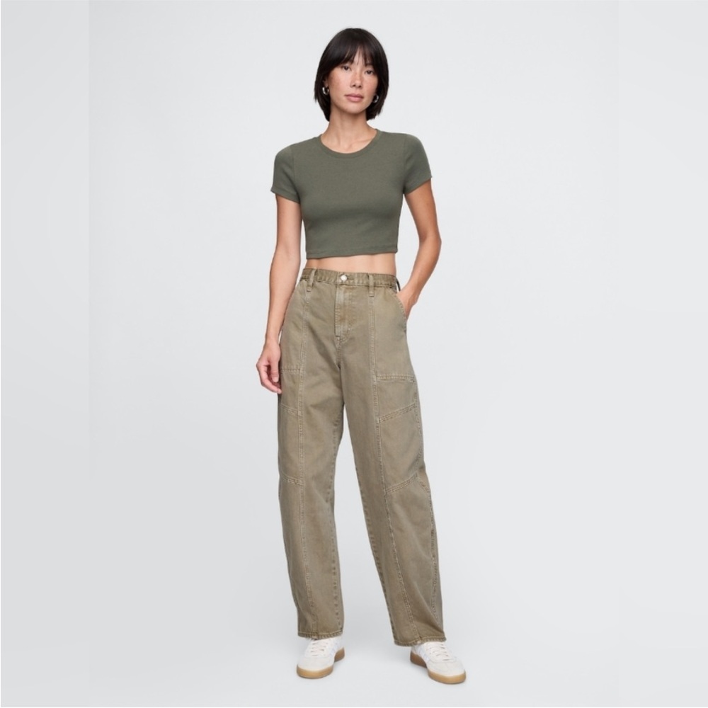 NWT! GAP Taupe High Rise Barrel Jeans - Size 26 / 2 Regular 🩷 575771